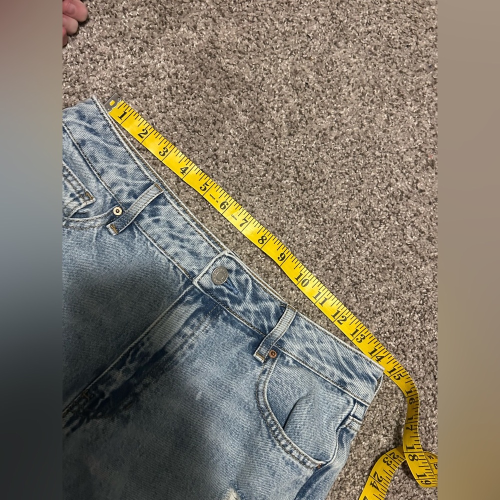 PacSun Mom Jeans Size 28 High Rise Distressed Light Wash Straight Leg - Picture 8 of 11